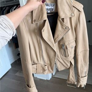 Walter Baker Beige Leather Biker Jacket